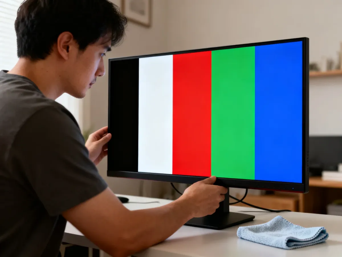 Testowanie monitora na jednolitych kolorowych tłach