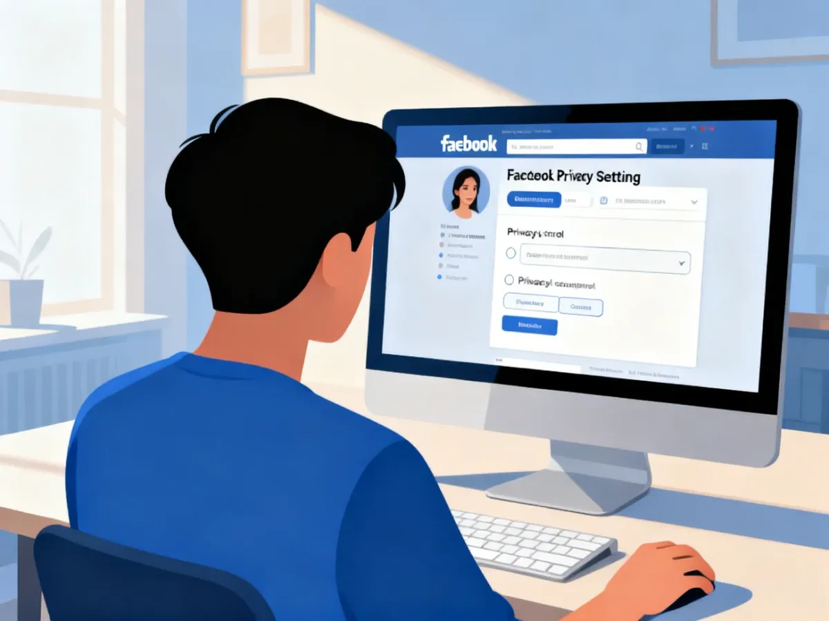 Użytkownik zmieniający ustawienia prywatności daty urodzenia na Facebooku na komputerze
